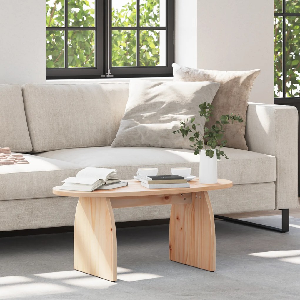vidaXL Τραπεζάκι σαλονιού Φυσικό 80 x 40 x 35 cm Συμπαγές ξύλο πεύκου