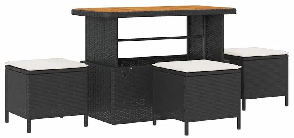 vidaXL Set από 14 κομμάτια καναπέ κήπου  με μαξιλάρια, μαύρο. Πολυ Ράτταν, ακακία.
