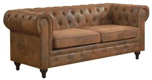 Καναπές 3θέσιος Chesterfield Ύφασμα Καφέ Camel 190x82x77cm