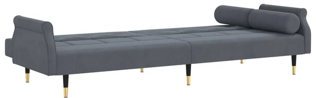 Καναπές Κρεβάτι Σκούρο Γκρι Βελούδινος με Μαξιλάρια - Γκρι