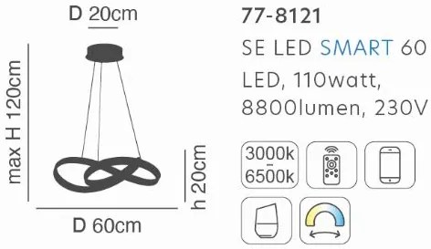 Γραμμικό Φωτιστικό SE LED SMART 60 MILEA PENDANT GOLD MAT Α5 - 101W - 600W - 77-8121