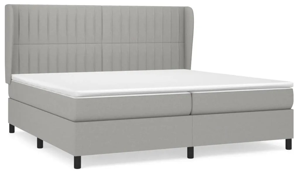 vidaXL Κρεβάτι Boxspring με Στρώμα Ανοιχτό Γκρι 200x200 εκ. Υφασμάτινο