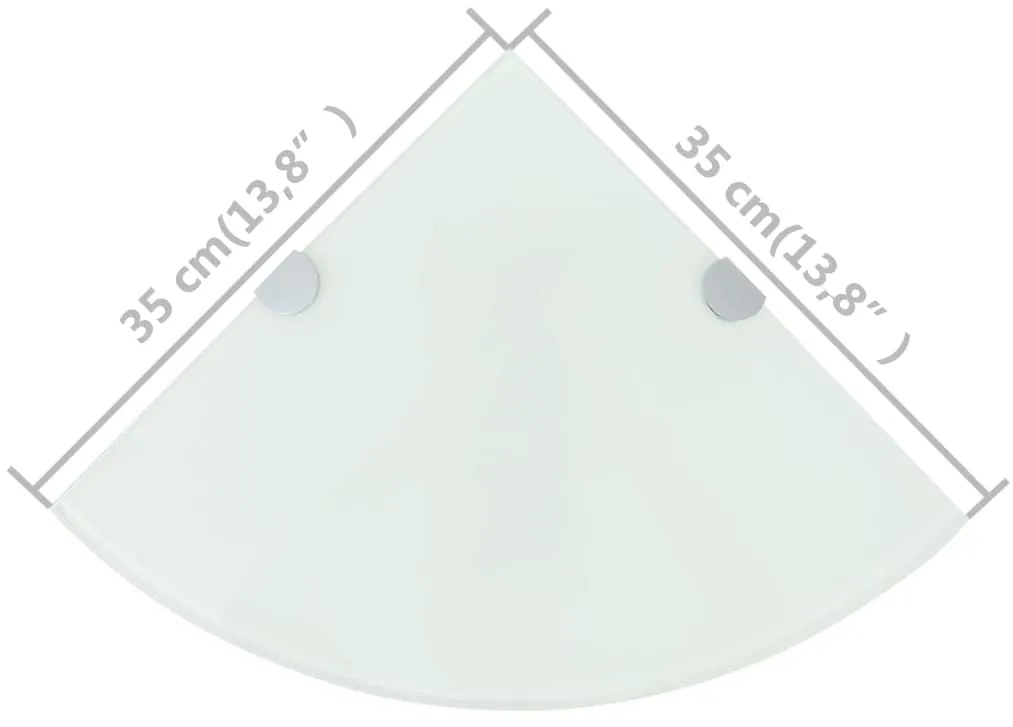 vidaXL Ράφια Γωνία 2 τεμ Λευκά 35x35 εκ Γυάλινα + Στηρίγματα Χρωμίου