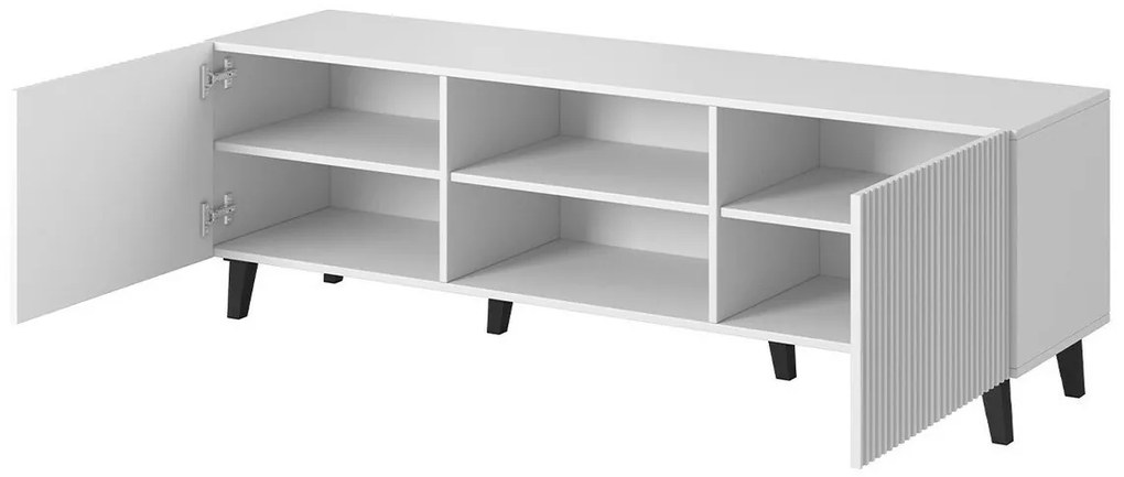Τραπέζι Tv Charlotte H102, Μαύρο, Άσπρο, Ο αριθμός των θυρών: 2, 150x52x40cm, 36 kg | Epipla1.gr