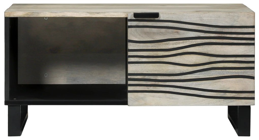 vidaXL Τραπεζάκι σαλονιού Άσπρο, Μαύρο 80 x 50 x 40 cm Σαγκουίνι ξύλο