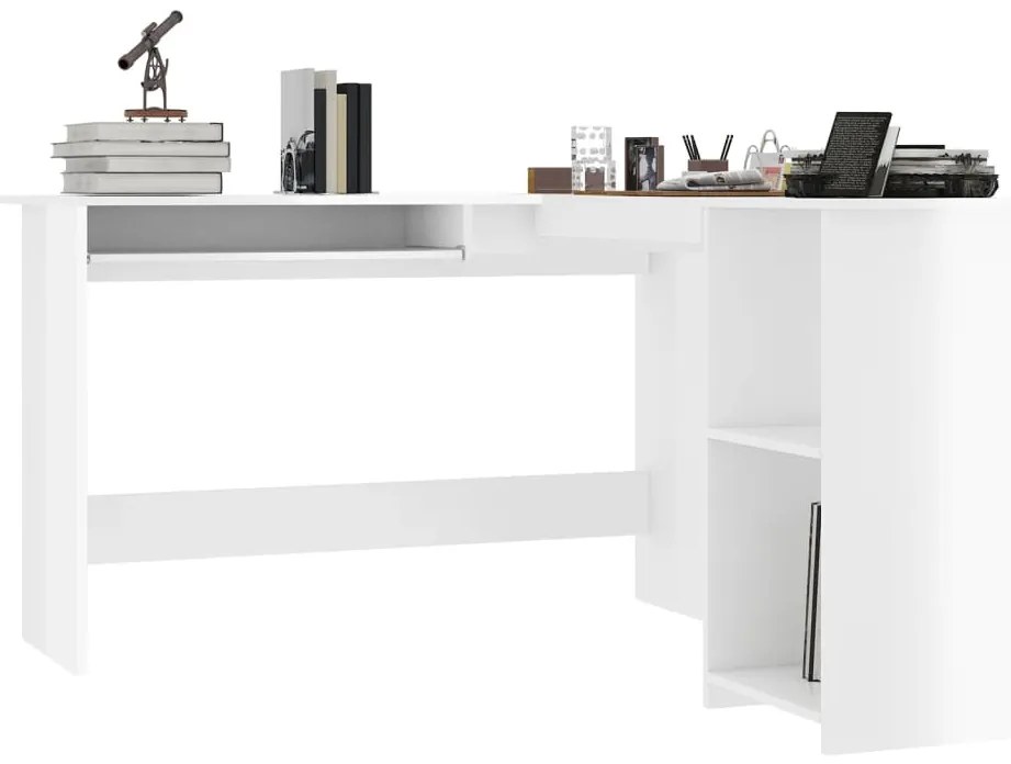 vidaXL Γραφείο Γωνιακό Γυαλιστερό Λευκό 120 x 140 x 75 εκ. Επεξ. Ξύλο