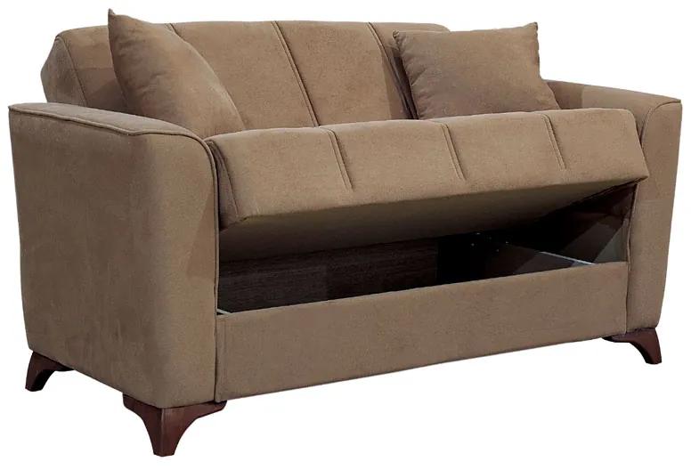 Kαναπές κρεβάτι Asma pakoworld 2θέσιος ύφασμα βελουτέ μπεζ-μόκα 156x76x85εκ - Ύφασμα - 213-000010