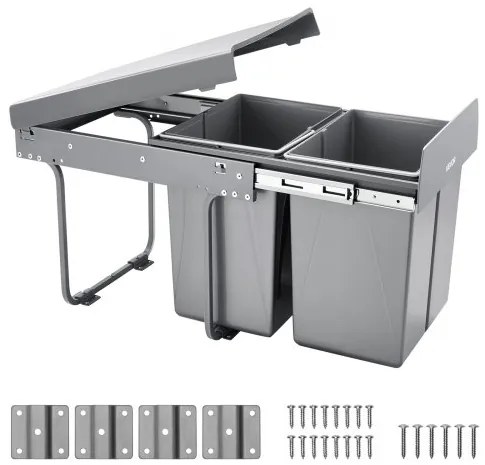 VEVOR Double 20Lx2 Pullout Waste Container Under Cabinet Kitchen Bin Trash Can
