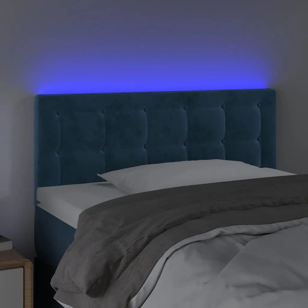 Κεφαλάρι Κρεβατιού LED Σκούρο Μπλε 80x5x78/88 εκ. Βελούδινο - Μπλε