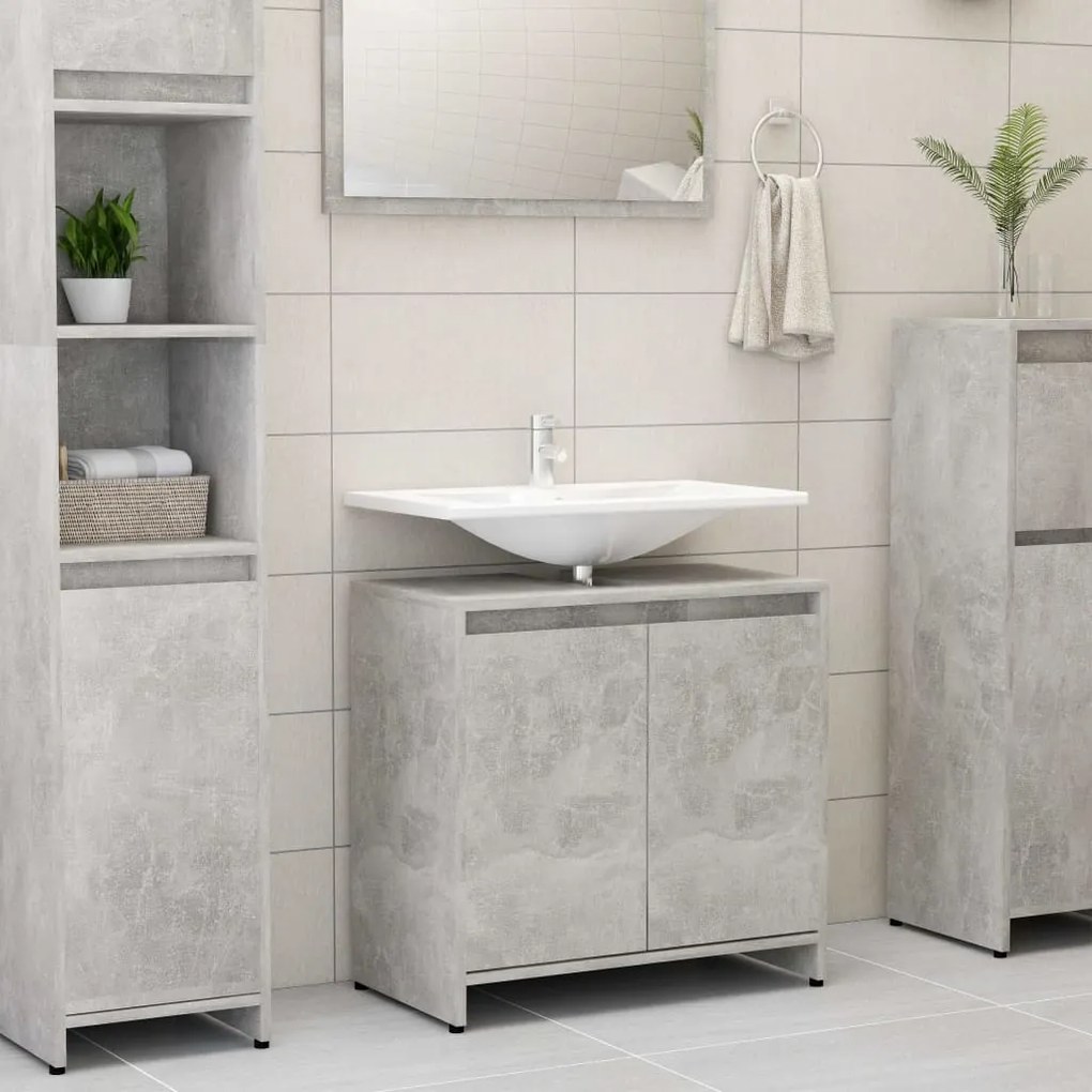 Ντουλάπι Νιπτήρα Γκρι του Σκυροδέματος 60x33x61 εκ. Επεξ. Ξύλο 802646