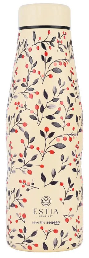 Θερμός-Μπουκάλι Ανοξείδωτο Flask Bloom Beige Save The Aegean Estia 500ml-7x7x22,3εκ. 01-31558