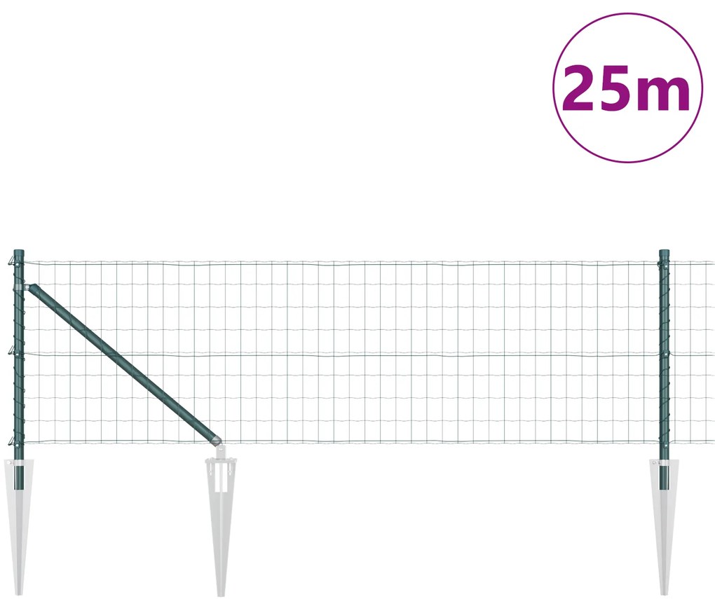 vidaXL Euro Fence με 13 Σημαδεμένους Στύλους 0.8x25 μ Γαλβανισμένο Μέταλλο Πράσινο