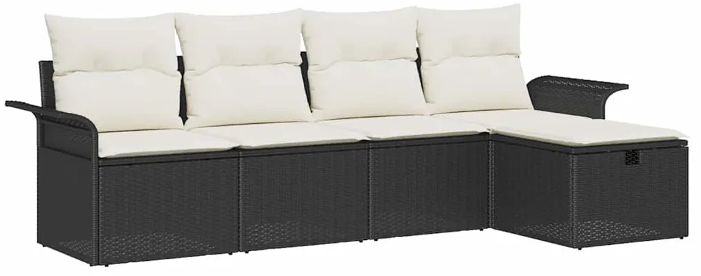vidaXL Σετ Καναπέ Κήπου 5 pcs Μαύρο και κρεμ 251 x 117 x 85 εκ.