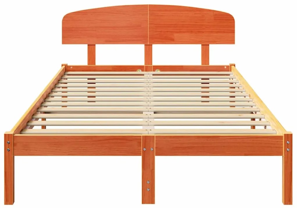 vidaXL Σκελετός Κρεβατιού Καφέ 140 x 190 cm Μασίφ ξύλο πεύκου