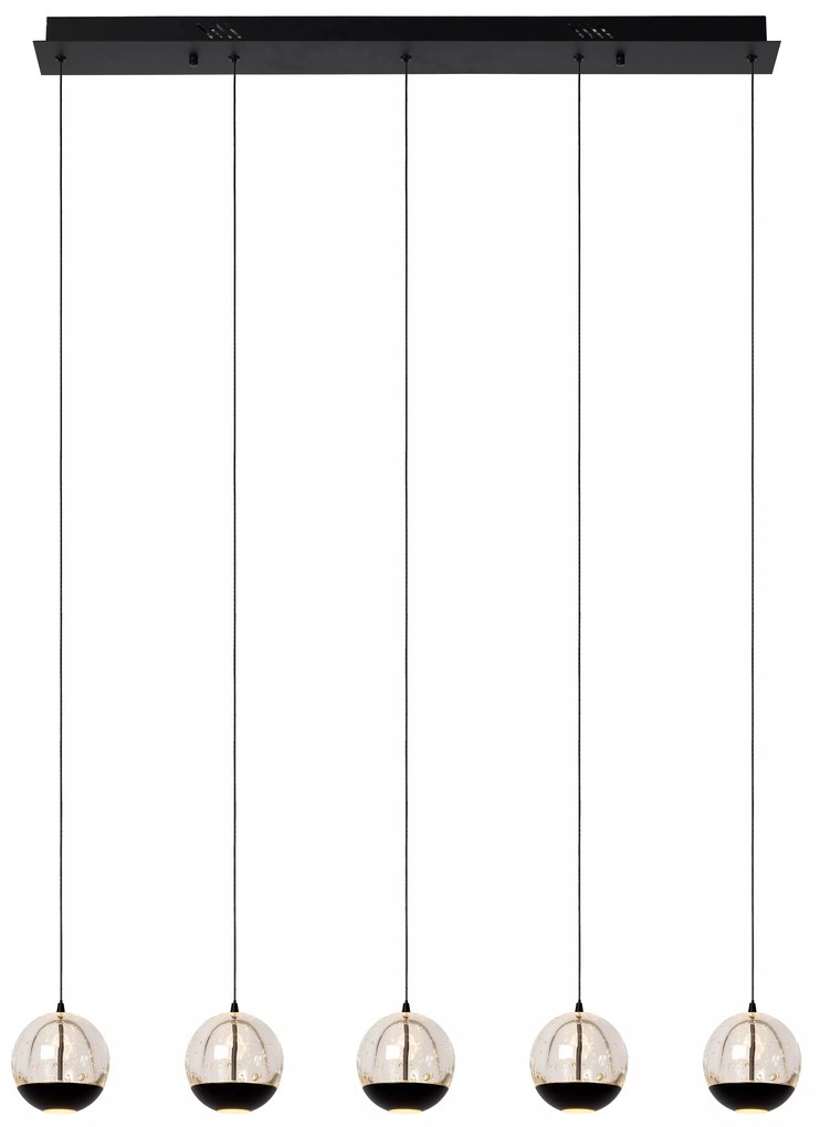 Φωτιστικό Κρεμαστό Lucide 13498-25-30 SENTUBAL Μαύρο Ματ (Black Mat)|Διάφανο (Transparent) 2700 K