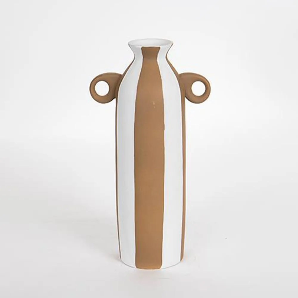 Βάζο Κεραμικό 752-20206 18,6x10,2x31,8cm White-Brown Estheti Home Κεραμικό