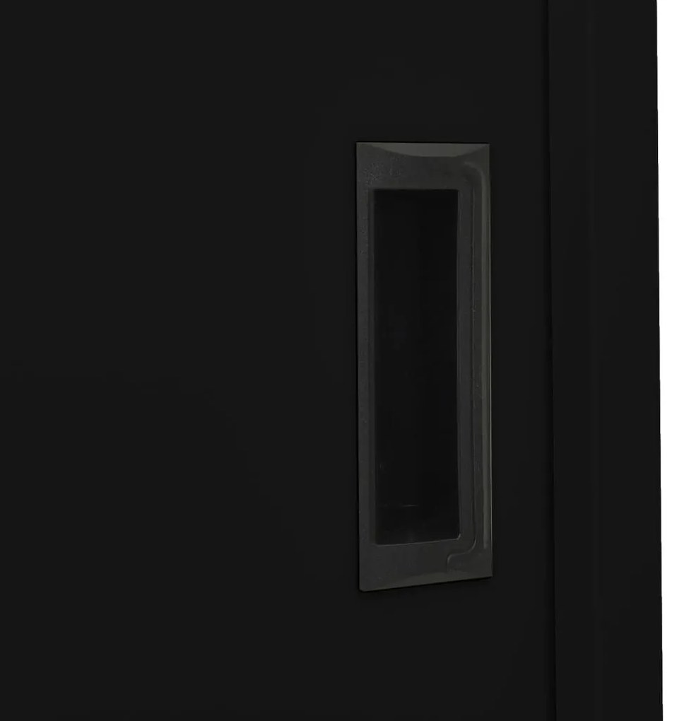 Ντουλάπι Γραφείου με Συρόμενη Πόρτα Μαύρο 90x40x180 εκ Ατσάλινο - Μαύρο