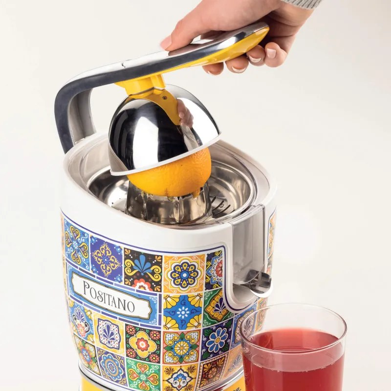 Πρέσα εσπεριδοειδών Ariete Positano JUICER 0413/0P, 85W, Μεταλλικό σώμα, Αθόρυβη λειτουργία, 2 εξαρτήματα, Λευκό/Κίτρινο