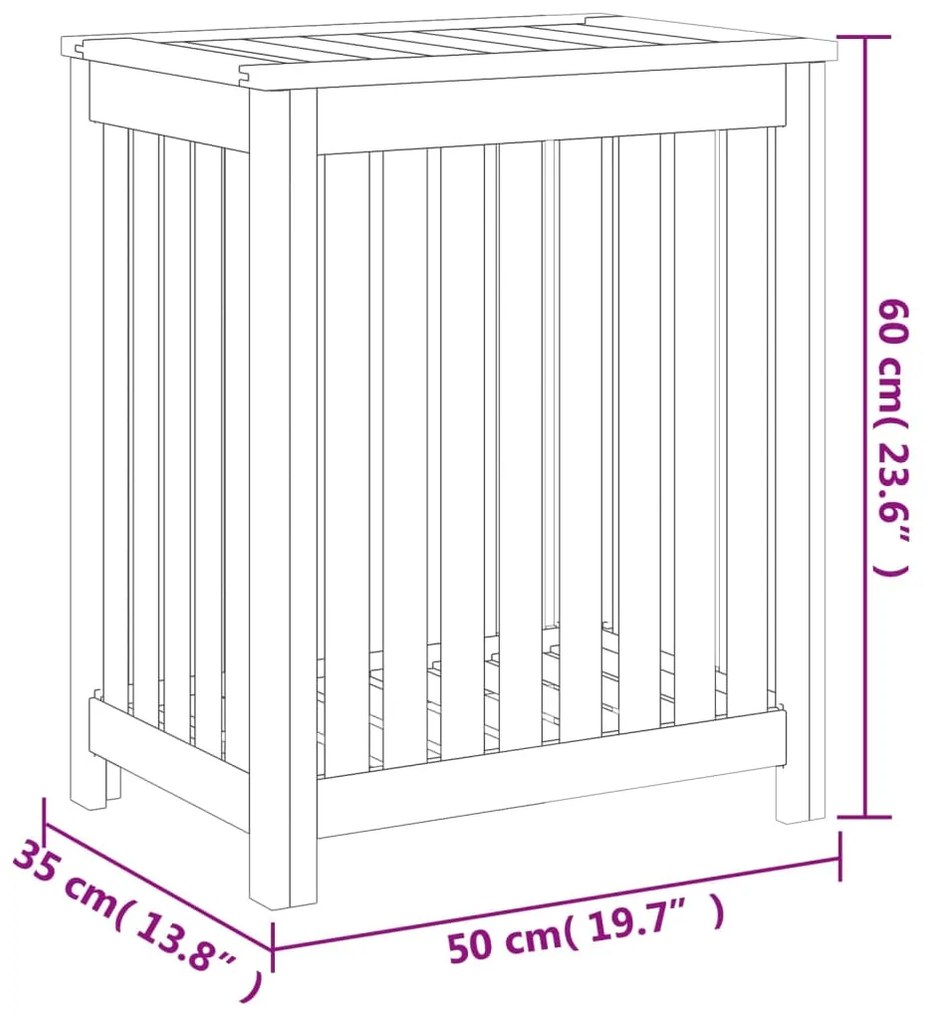 vidaXL Καλάθι Άπλυτων 50x35x60 εκ. από Μασίφ Ξύλο Teak