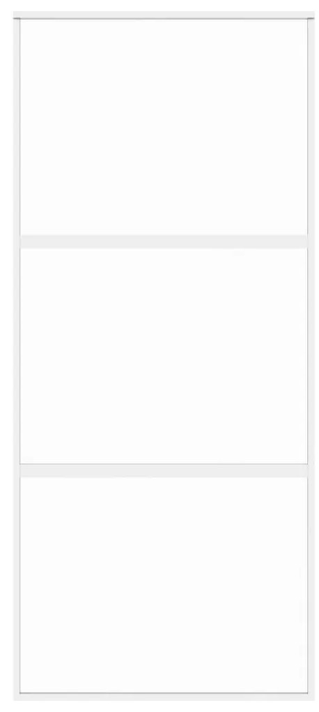 vidaXL Συρόμενη Πόρτα Λευκή 90 x 205 εκ. από Ψημένο Γυαλί & Αλουμίνιο