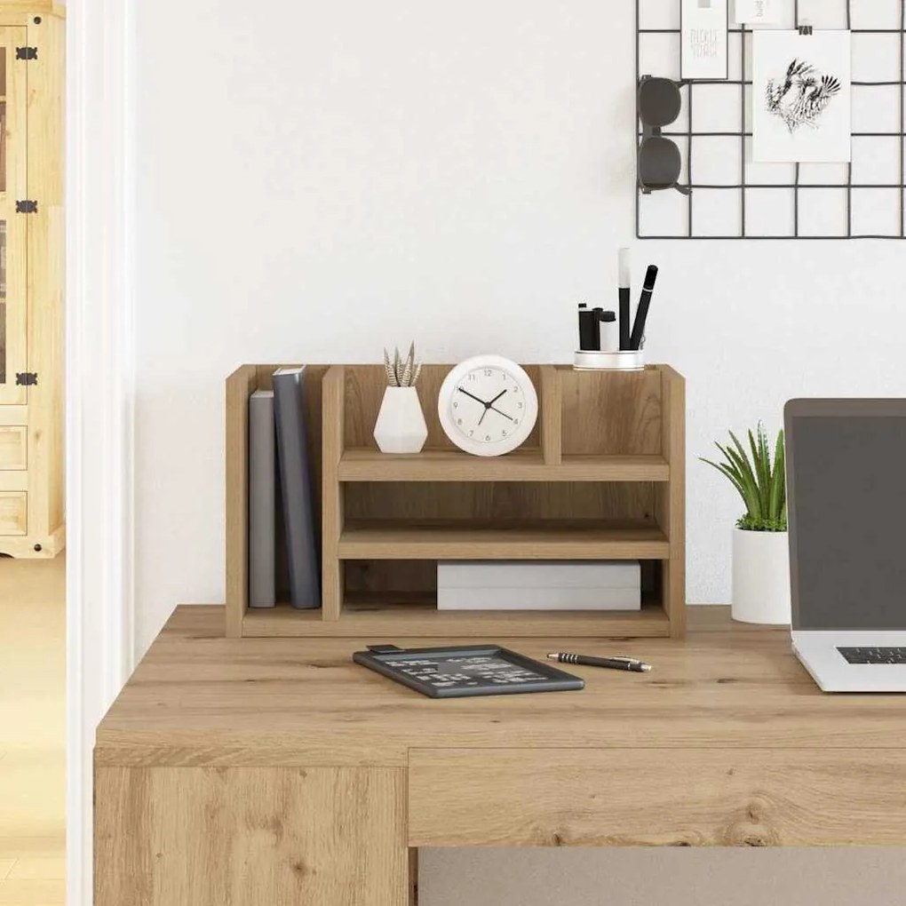 vidaXL Οργανωτής Γραφείου Μαύρη δρυς 44.5 x 24 x 25 εκ
