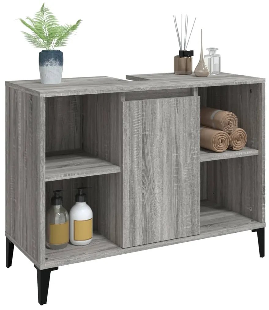 vidaXL Ντουλάπι Νιπτήρα Γκρι Sonoma 80 x 33 x 60εκ. Επεξεργασμένο Ξύλο