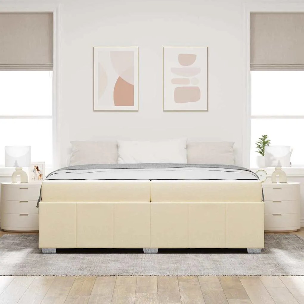 vidaXL Σκελετός Κρεβατιού Κρεμ 200 x 200 cm ύφασμα
