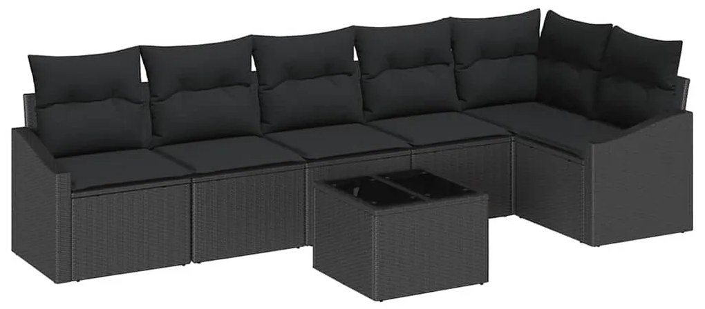 vidaXL Σετ Καναπέ Κήπου με μαξιλάρι 7 pcs Μαύρο συνθετικό ρατάν
