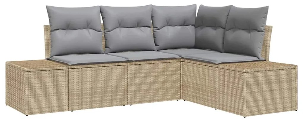 vidaXL Σετ Καναπέ Κήπου με μαξιλάρι 4 pcs Μπεζ, Ανοιχτό Γκρι