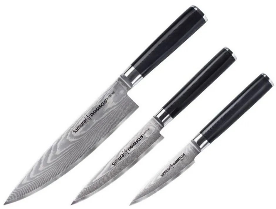 Μαχαίρια Damascus SD-0230 (Σετ 3τμχ) Black Samura Stainless Steel