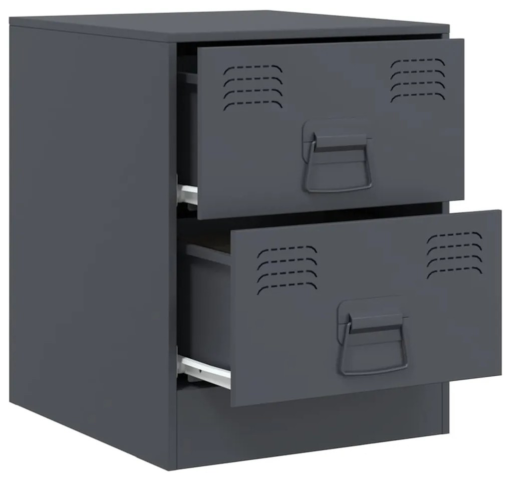 vidaXL Κομοδίνο Ανθρακί 34,5 x 39 x 44 εκ. από Χάλυβα