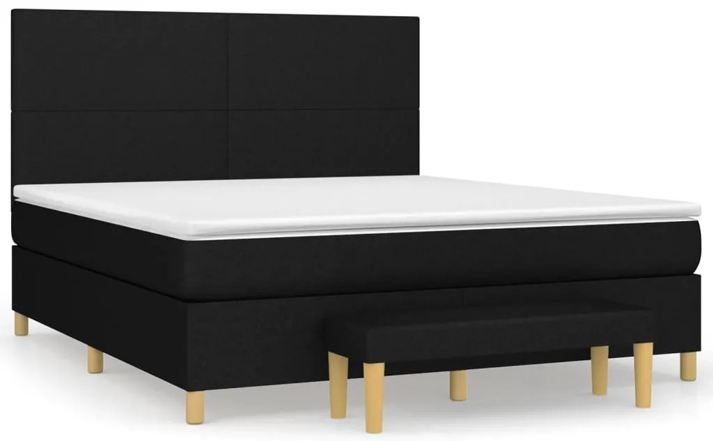 vidaXL Κρεβάτι Boxspring με Στρώμα Μαύρο 160x200 εκ. Υφασμάτινο