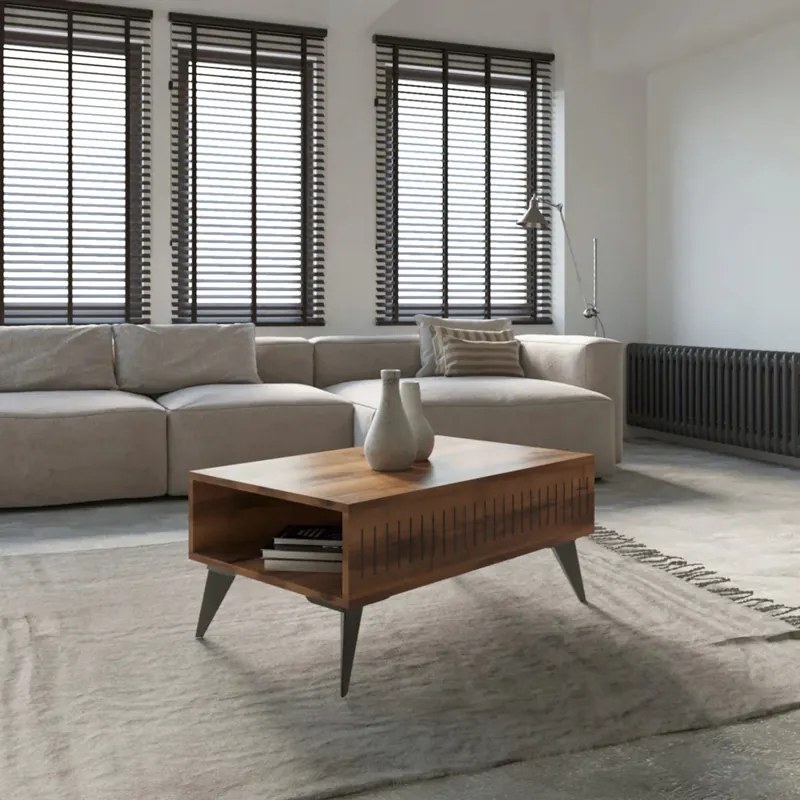 Τραπέζι Marla pakoworld σε καρυδί απόχρωση 90x56x40εκ (1 τεμάχια)