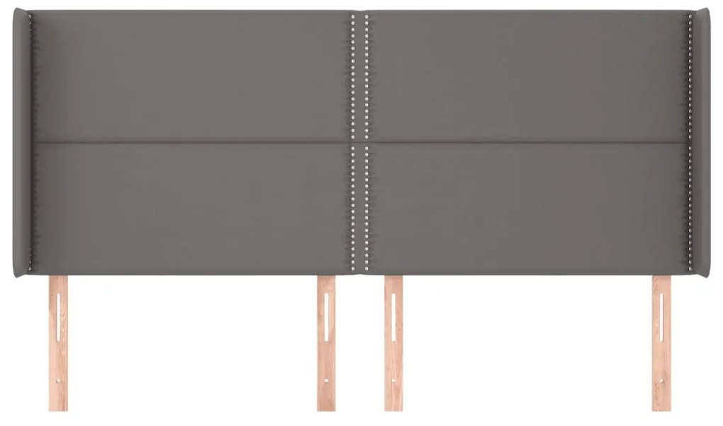 Κεφαλάρι με Πτερύγια Γκρι 163x16x118/128 εκ. Συνθετικό Δέρμα 3119540