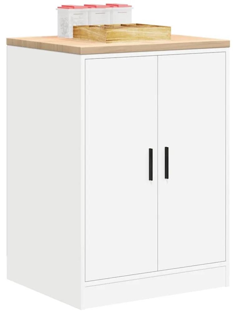 vidaXL ντουλάπι αποθήκευσης γκαράζ Λευκό 60x51x85 εκ μασίφ ξύλο πεύκο