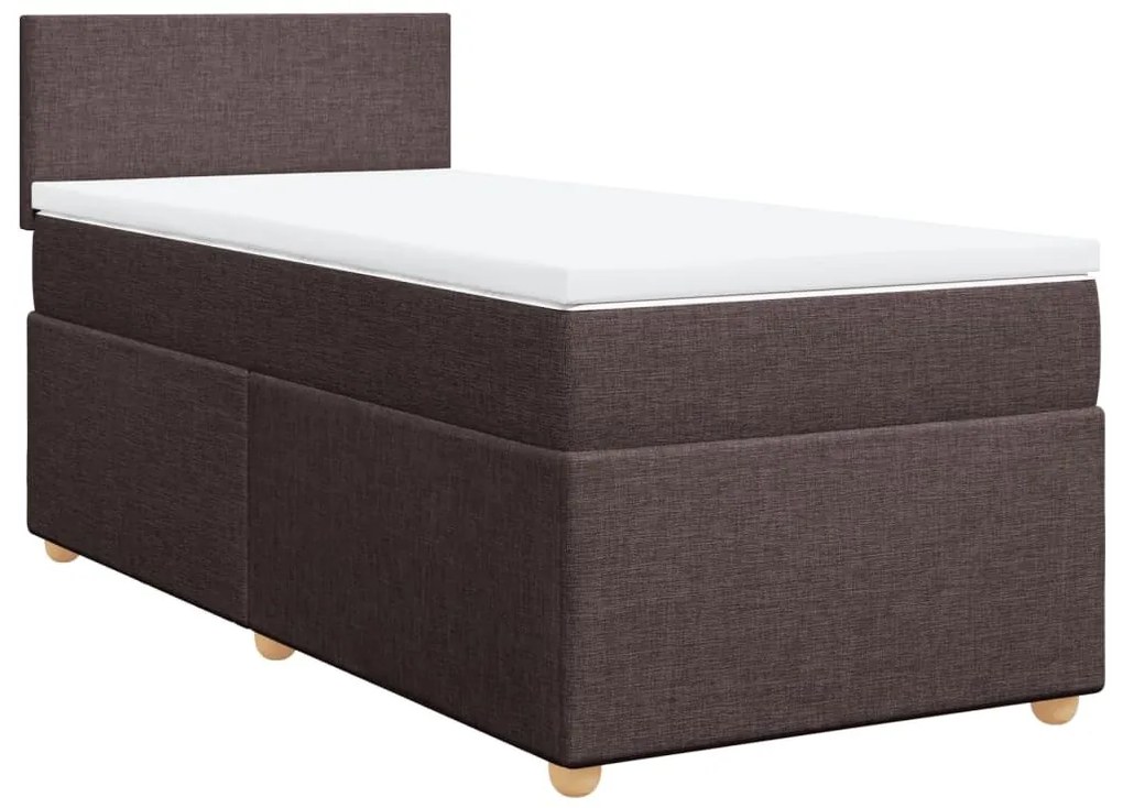 Κρεβάτι Boxspring με Στρώμα Σκούρο Καφέ 90x190 εκ. Υφασμάτινο - Καφέ