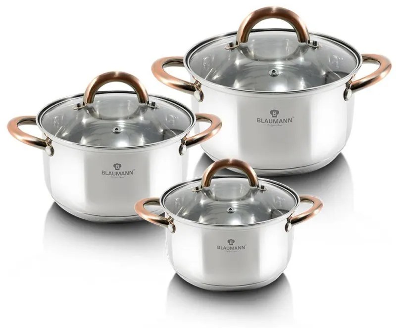 Blaumann Σετ 3 κατσαρόλες με γυάλινα καπάκια Gourmet Line BL-3247