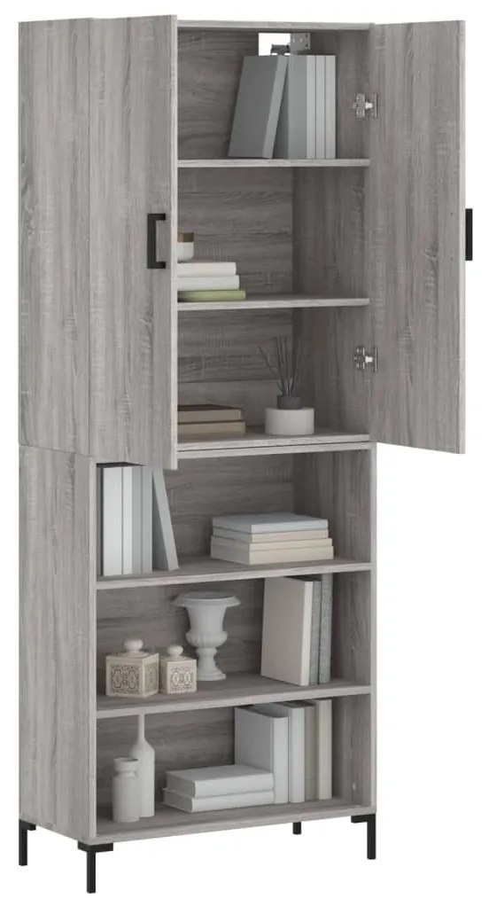 vidaXL Ντουλάπι Γκρι Sonoma 69,5 x 34 x 180 εκ. Επεξεργασμένο Ξύλο