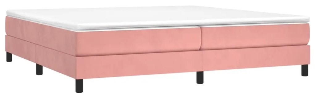 vidaXL Κρεβάτι Boxspring με Στρώμα Ροζ 200x200 εκ. Βελούδινο