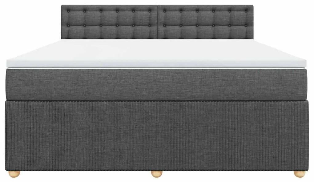 vidaXL Κρεβάτι Boxspring με Στρώμα Σκούρο Γκρι 180x200 εκ Υφασμάτιν