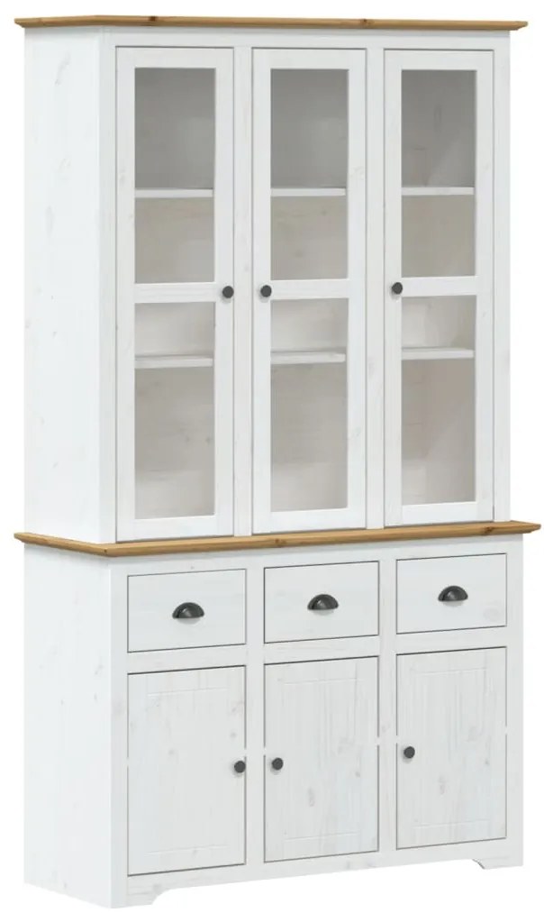 vidaXL Ντουλάπι BODO Λευκό/Καφέ 115,5x43x200,5 εκ. Μασίφ Ξύλο Πεύκου