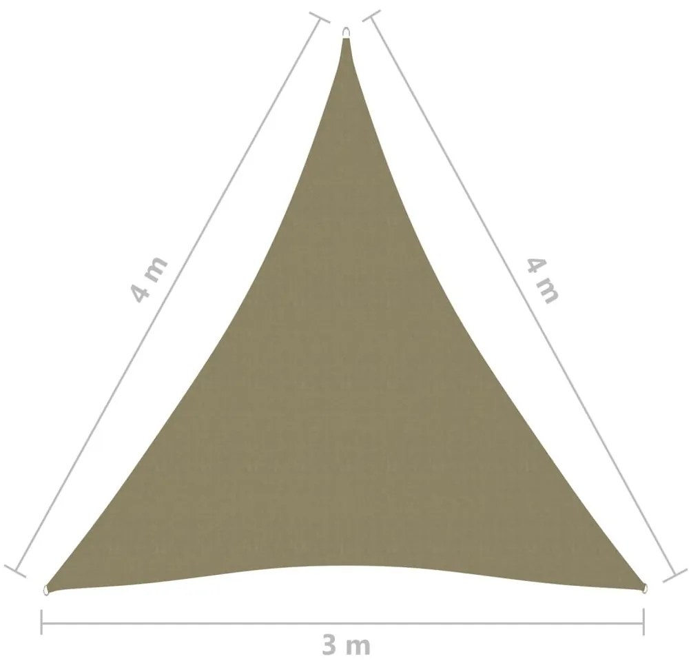 Πανί Σκίασης Τρίγωνο Μπεζ 3 x 4 x 4 μ. από Ύφασμα Oxford - Μπεζ