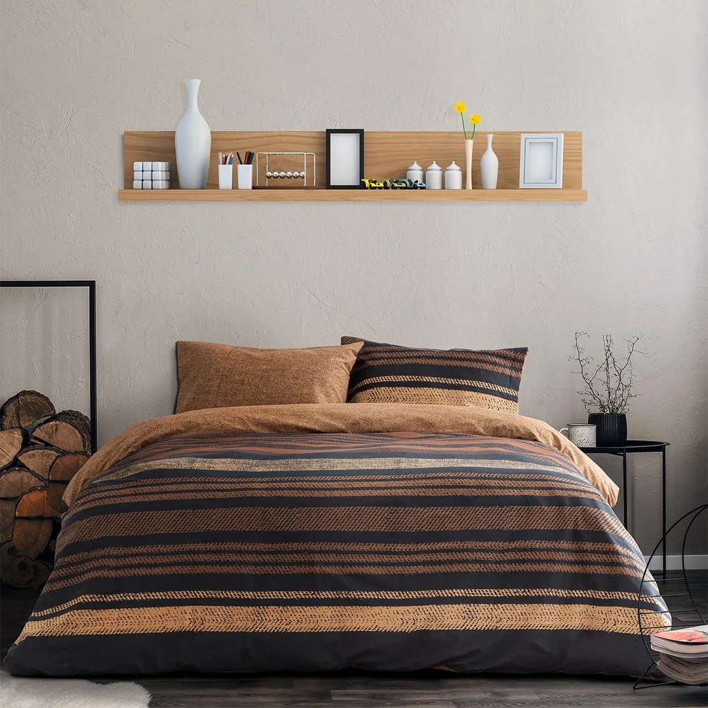 Παπλωματοθήκη Μονή (Σετ 165x245) 2 Όψεων Kocoon Tena Brown