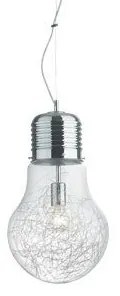 Φωτιστικό κρεμαστό LUCE MAX SP1 σχήμα λάμπα γυαλί-χρώμιο με σύρμα Ideal Lux-33662-Χρώμιο 033662