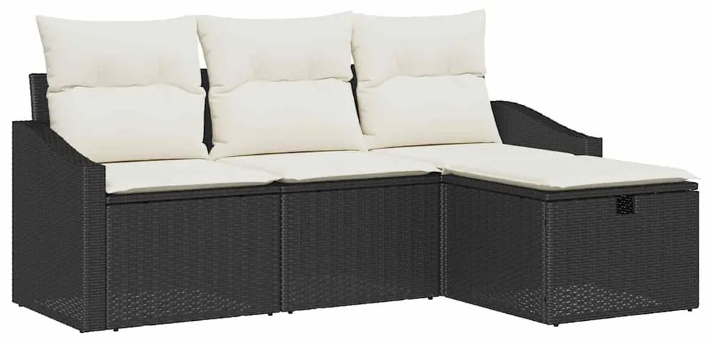 vidaXL Σετ Καναπέ Κήπου με μαξιλάρι 4 pcs Μαύρο Πολυ ράταν