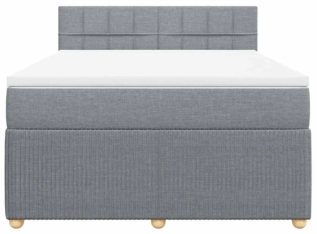vidaXL Κρεβάτι Boxspring με Στρώμα Ανοιχτό Γκρι 140x190 εκ. Υφασμάτινο