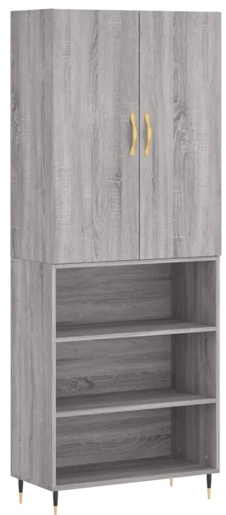 vidaXL Ντουλάπι Γκρι Sonoma 69,5 x 34 x 180 εκ. Επεξεργασμένο Ξύλο