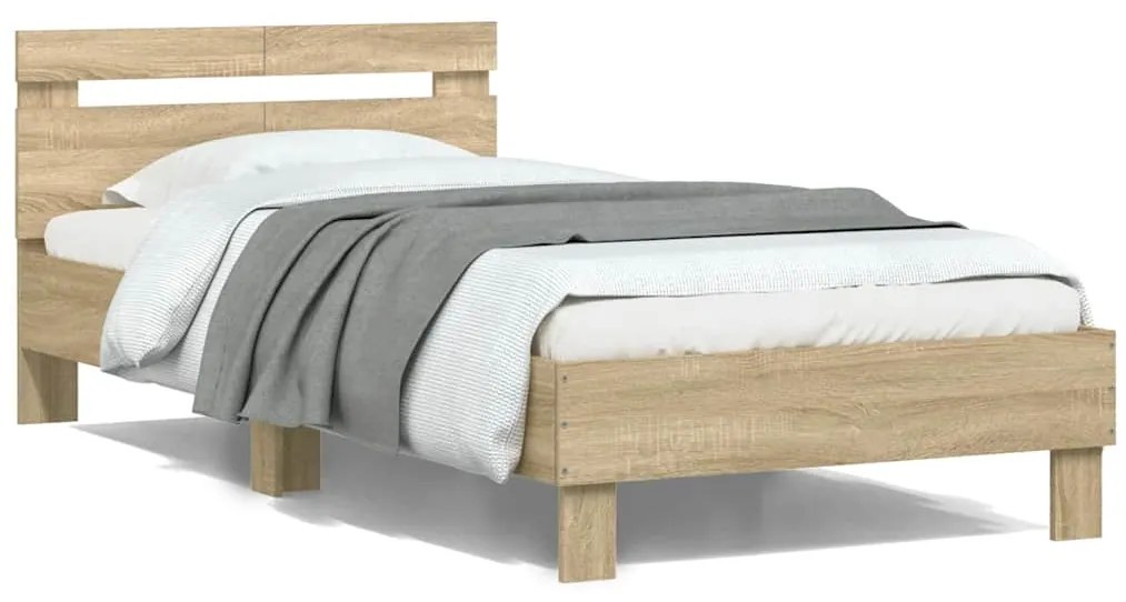 vidaXL Πλαίσιο Κρεβατιού με Κεφαλάρι Sonoma Δρυς 100x200εκ. Επεξ. Ξύλο