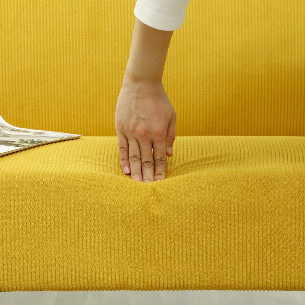 HOMCOM Καναπές δύο θέσεων με κοτλέ ύφασμα, παχύ μαξιλάρι και συμπαγή ξύλινα πόδια για σαλόνι, υπνοδωμάτιο, γραφείο, Κίτρινο