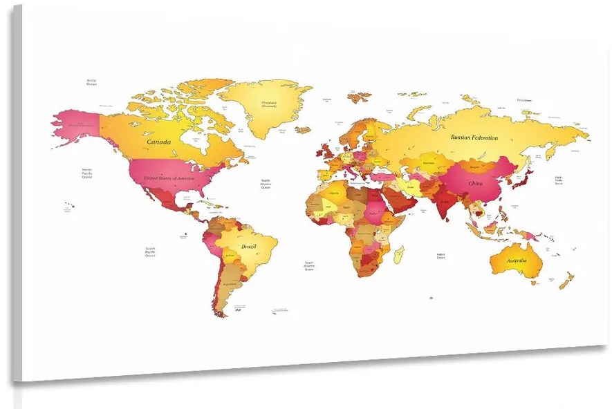 Εικόνα του παγκόσμιου χάρτη σε χρώματα - 90x60